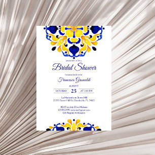 Invitation Talavera azulejo bleu tuiles douches nuptiales mex