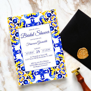 Invitation Talavera azulejo bleu tuiles douches nuptiales mex