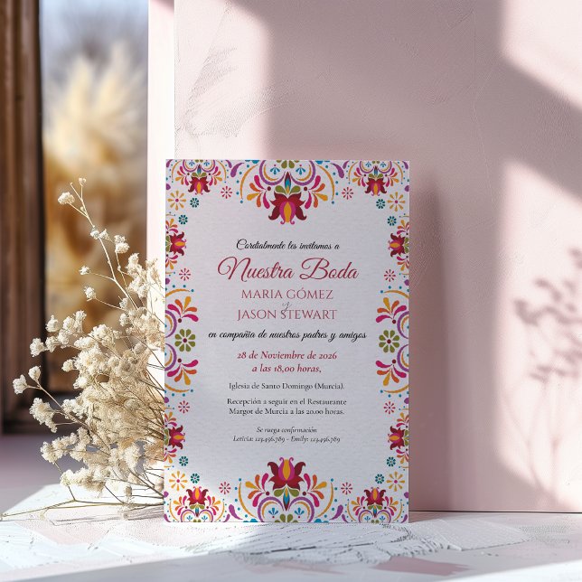 Invitation Talavera Majolique Fleurie Mariage Espagnol (Talavera Majolica Colorful Floral Spanish Wedding Invitation)
