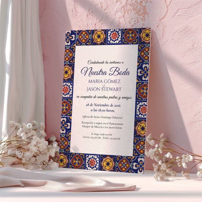 Invitation Talavera Majolique Mariage Classique Espagnol Colo (Talavera Majolica Colorful Classic Spanish Wedding Invitation)