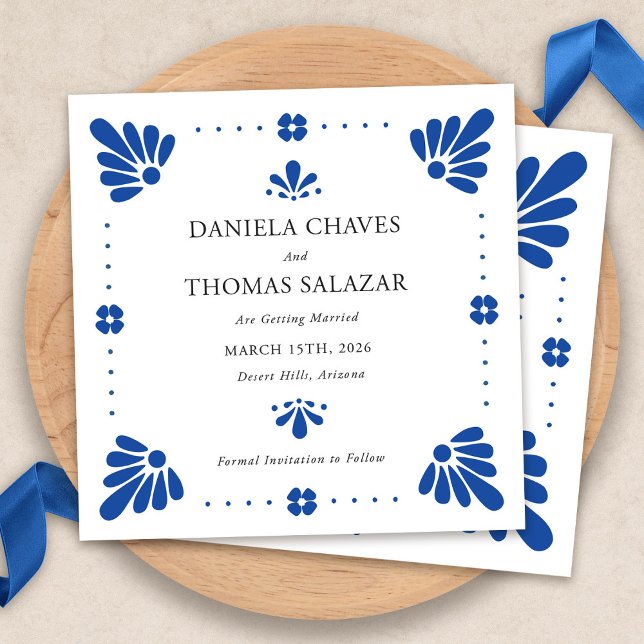 Invitation Talavera Mexicaine Enregistrer La Date (Talavera Mexican Save The Date Cards by Fiesta Valley Print)