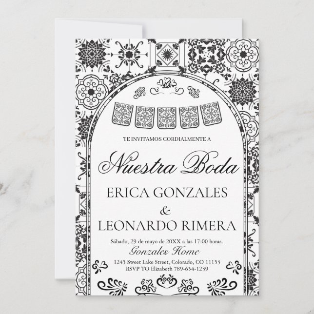 Invitation Talavera Papel Picado Spanish Wedding (Devant)