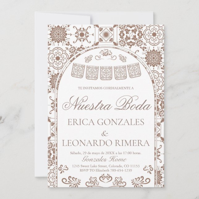 Invitation Talavera Papel Picado Spanish Wedding (Devant)