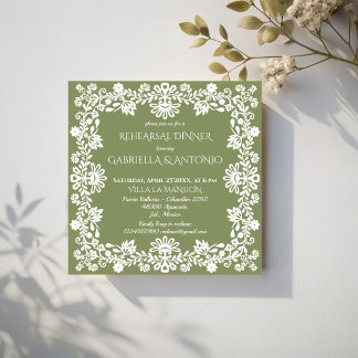 Invitation Talavera sage vert repas de répétition de mariage