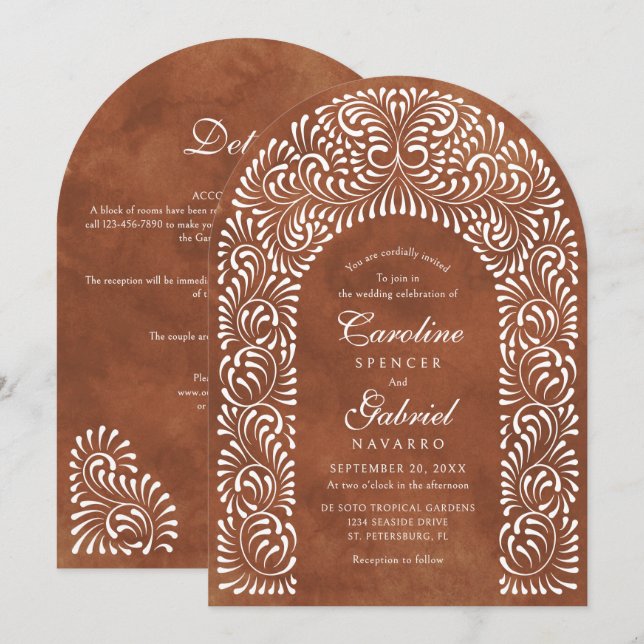 Invitation Talavera Terracotta Fiesta Code QR Mariage (Devant / Derrière)
