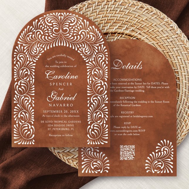 Invitation Talavera Terracotta Fiesta Code QR Mariage (Créateur téléchargé)