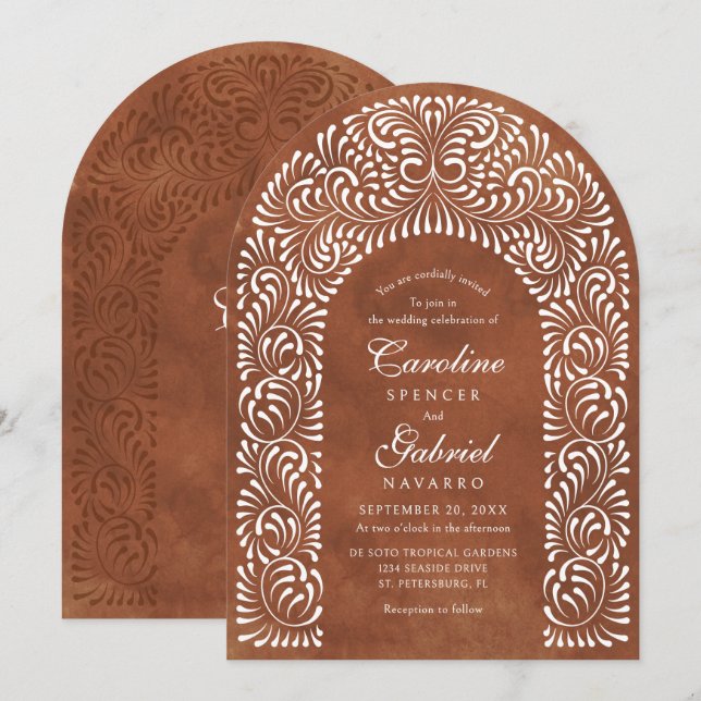 Invitation Talavera Terracotta Mariage Mexicain (Devant / Derrière)