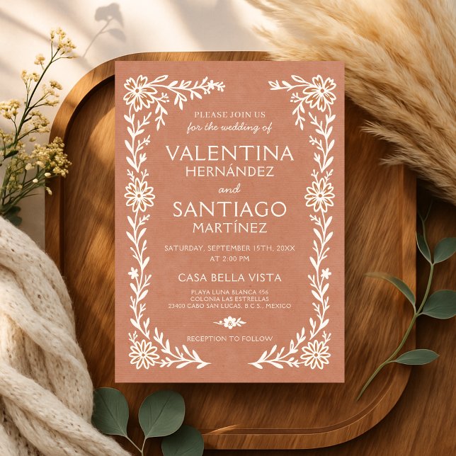 Invitation Talavera Terracotta Mexicain Floral Boho Mariage (Créateur téléchargé)