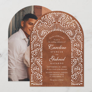 Invitation Talavera Terre Cuite Arche de Mariage Photo Mexica