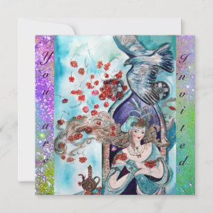 Invitation TALE DE FOIRE TURQUE, rouge vif bleu violet brilla