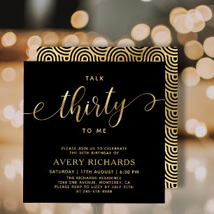 Invitation Talk 30 To Me Gold Script 30e anniversaire