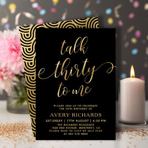 Invitation Talk 30 To Me Gold Script 30e anniversaire