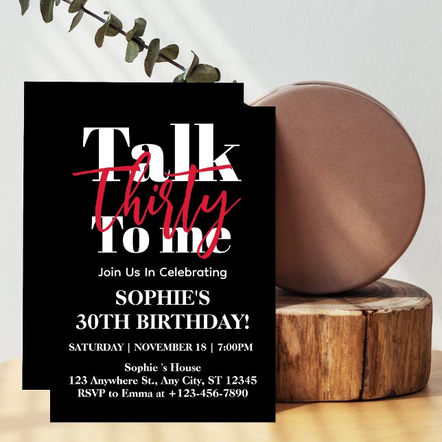 Invitation Talk 30 To Me Modern 30th Birthday Party (Créateur téléchargé)