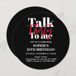 Invitation Talk 30 To Me Modern 30th Birthday Party Circle