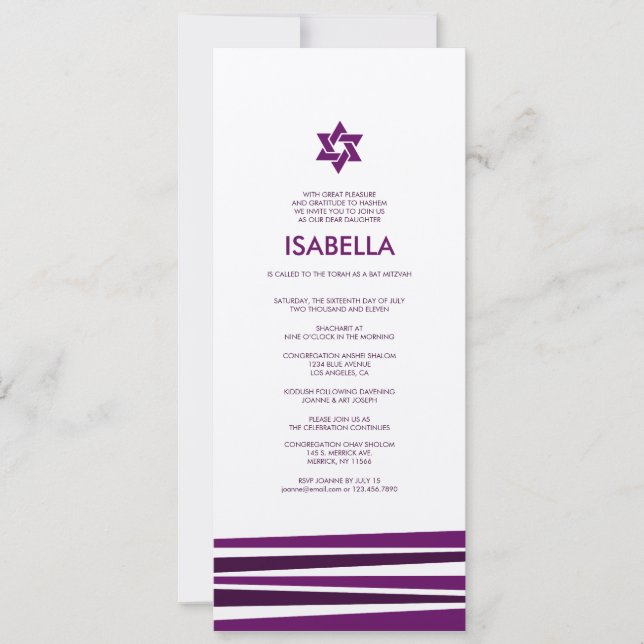 Invitation Tallit Bar Mitzvah en argent métallique (Devant)