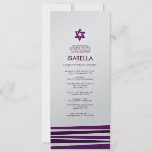 Invitation Tallit Bar Mitzvah en argent métallique