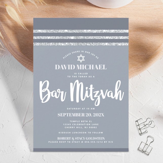 Invitation Tallit simple moderne audacieux pour Bar Mitzvah g (Créateur téléchargé)