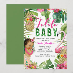 Invitation Talofa Tropical Floral Baby Girl Douche Vintage