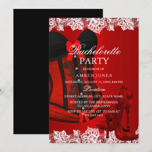 Invitation Talons à paillettes rouges et corset en dentelle p