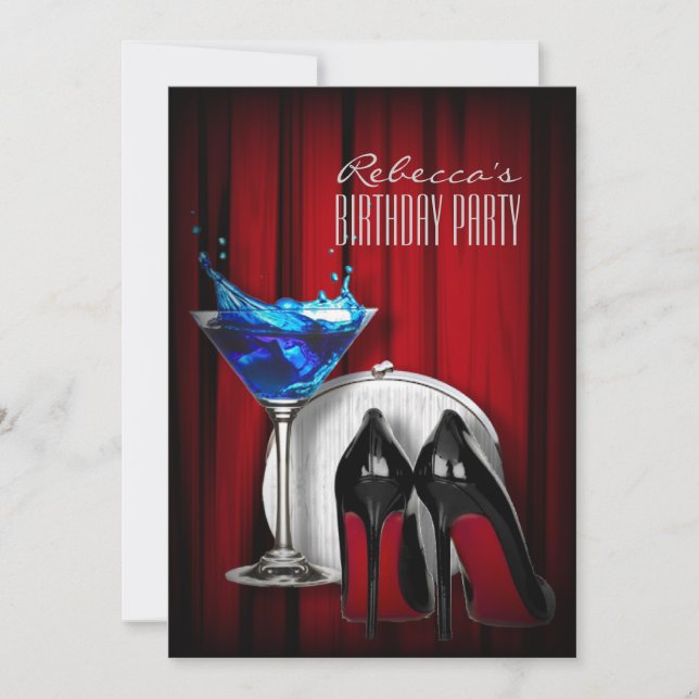 Invitation talons à semelle rouge fille cocktail martini part (Devant)