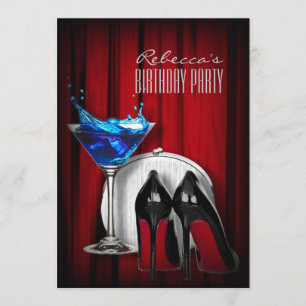 Invitation talons à semelle rouge fille cocktail martini part