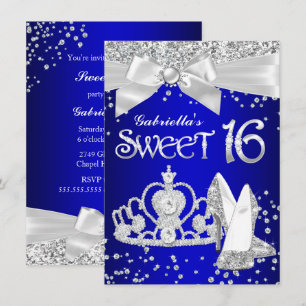 Invitation Talons de Diadème Royal Blue Sparkle Douce Fête 16