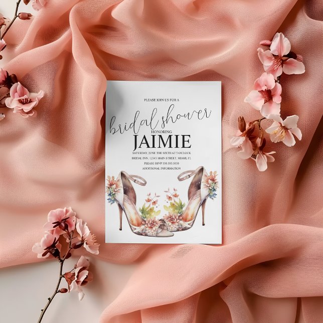 Invitation Talons de mariage à l'aquarelle Fête de mariage fl (Créateur téléchargé)