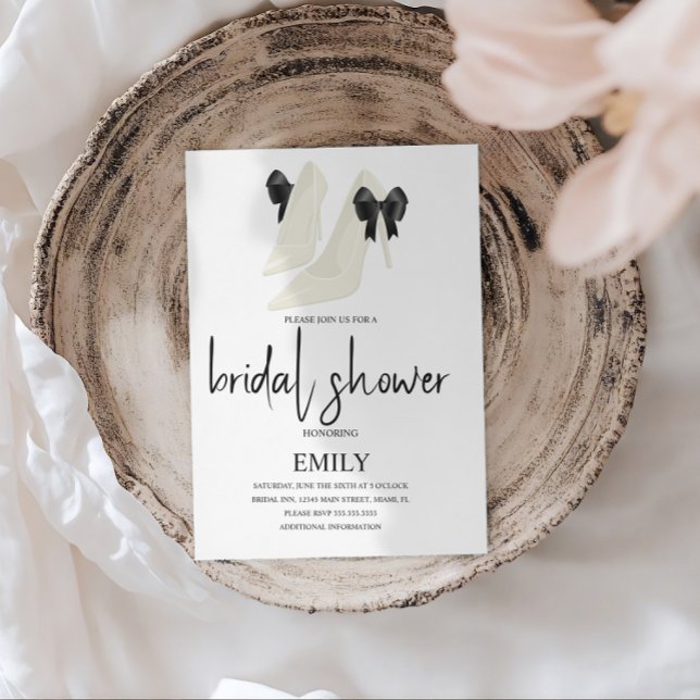 Invitation Talons de mariage noirs à nœud papillon minimalist (Créateur téléchargé)