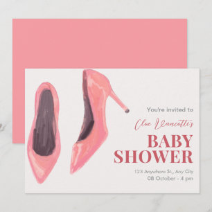 Invitation Talons dessinés à la main rose élégant shower de b