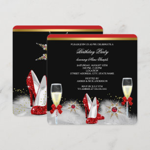 Invitation Talons dorés pailletés Noir Argent Champagne Rouge