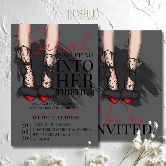 Invitation Talons Foncés Rouges Anniversaire Féminin Soirée N (Créateur téléchargé)