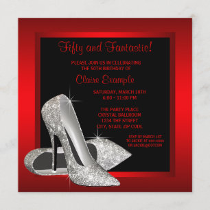 Invitation Talons hauts à paillettes rouges noirs Femme 50e a