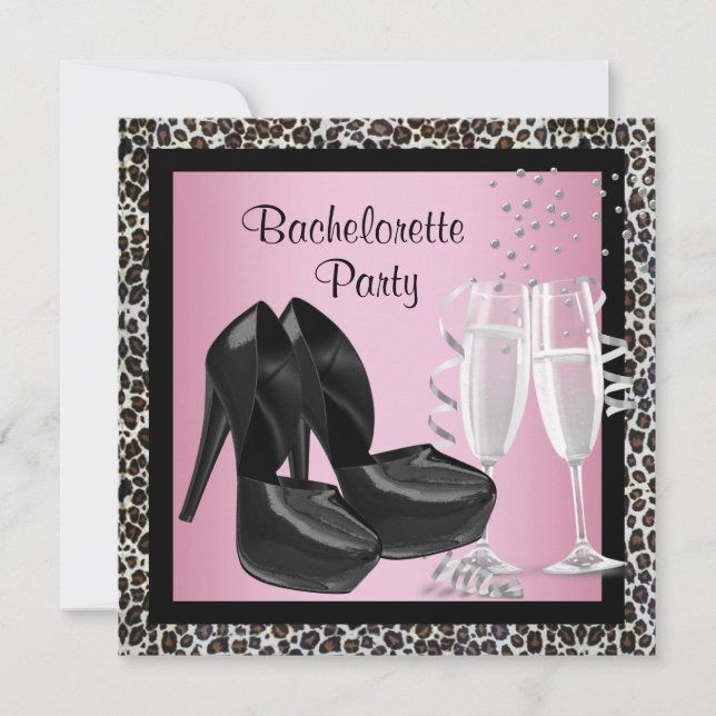 Invitation Talons hauts Champagne Léopard Rose Enterrement de (Devant)