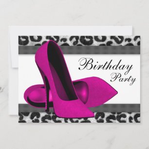 Invitation Talons hauts et léopard rose fuchsia pour cette fê