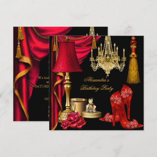 Invitation Talons Hauts Femme Luxe Or Noir Rouge Soirée