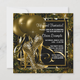 Invitation Talons Hauts Noirs Or Fête D'anniversaire Femme