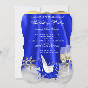 Invitation Talons hauts pailletés bleu royal Champagne doré F
