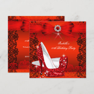 Invitation Talons Hauts Pailletés Rouge Dentelle Diamant Arge