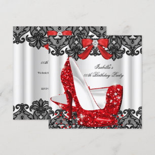 Invitation Talons Hauts Pailletés Rouge Dentelle Diamant Arge