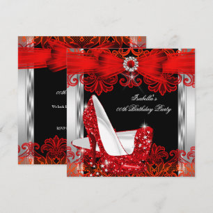 Invitation Talons Hauts Pailletés Rouge Dentelle Diamant Arge