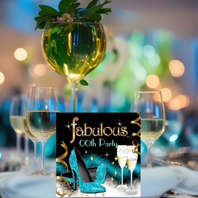 Invitation Talons Hauts Pailletés Sarcelle pour Soirée de Cha (Créateur téléchargé)