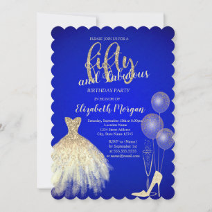 Invitation Talons hauts, Robe, Champagne Bleu 50e