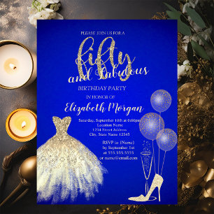 Invitation Talons hauts, Robe, Champagne Bleu 50e 