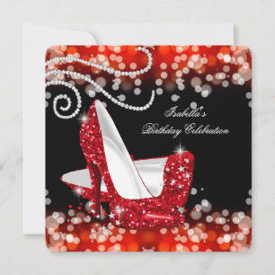 Invitation Talons Hauts Rouges Pailletés Diamants Anniversair