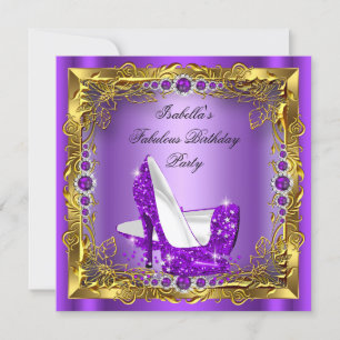 Invitation Talons Hauts Violets Fête d'Anniversaire de Femme