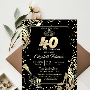 Invitation Talons Pailletés Diadème Diamants Tourbillons 40e