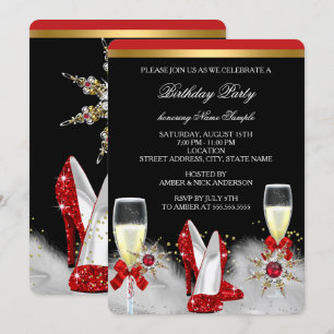 Invitation Talons pailletés or rouge noir argent champagne 2