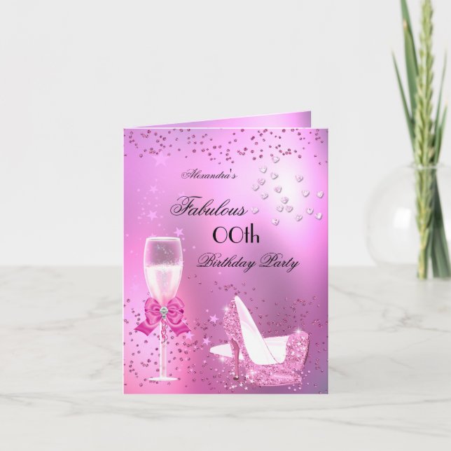 Invitation Talons Rose Clair Fabuleux Anniversaire 2 (Devant)