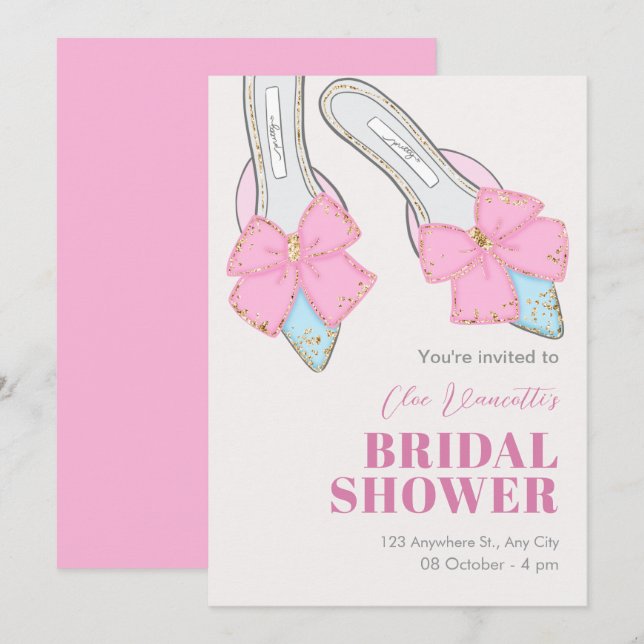 Invitation talons roses avec douche à nuptiale ruban (Devant / Derrière)