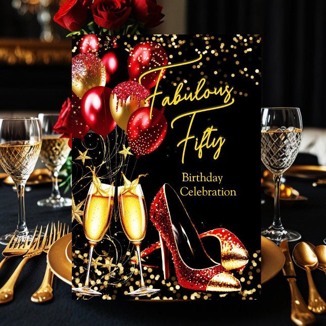 Invitation Talons rouges dorés pailletés Champagne fabuleux (Créateur téléchargé)